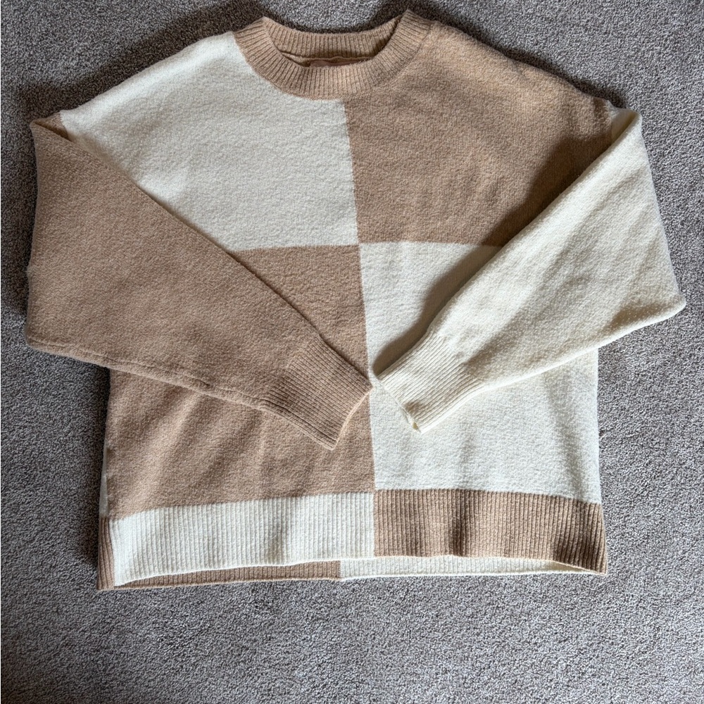 Philosophy Women’s  Beige and Off-White Crewneck Sweater